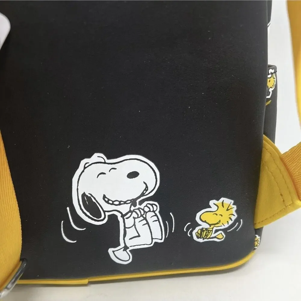 Loungefly Peanuts Snoopy Woodstock Charlie Brown Mini Backpack Black Yellow NWT